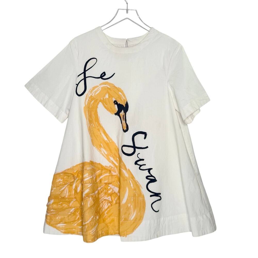 Anthropologie Maeve The Emmy Swan Swing Mini Dress M Graphic Edition *flaw